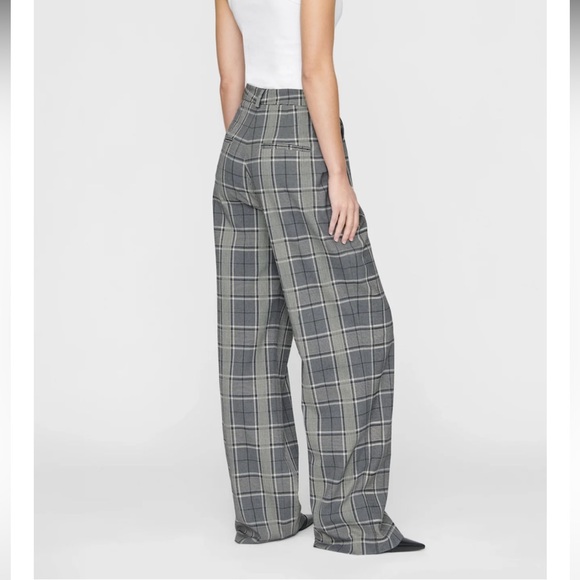 Anine Bing Carrie Pants GREY PLAID Women’s Size 36 - Picture 3 of 6